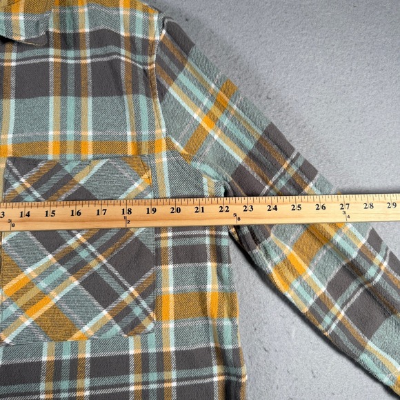 Aerie Womens Plaid Flannel Button Down Shirt Grey Yellow Green Cotton K5405CVW - Picture 6 of 13